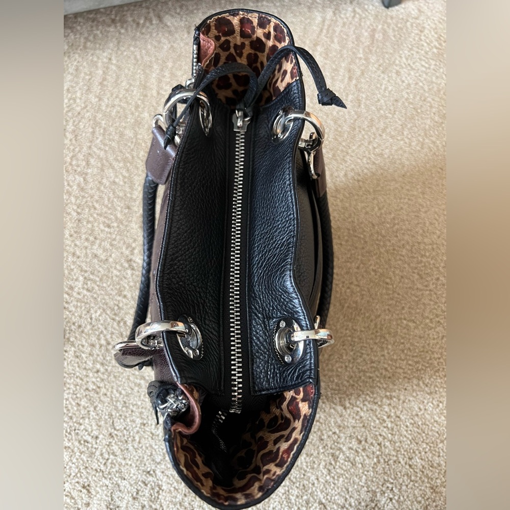 Brighton RARE 2013 DIVA Leather and Leopard Print Pony Hair Tote Shoulder Bag - Picture 12 of 16